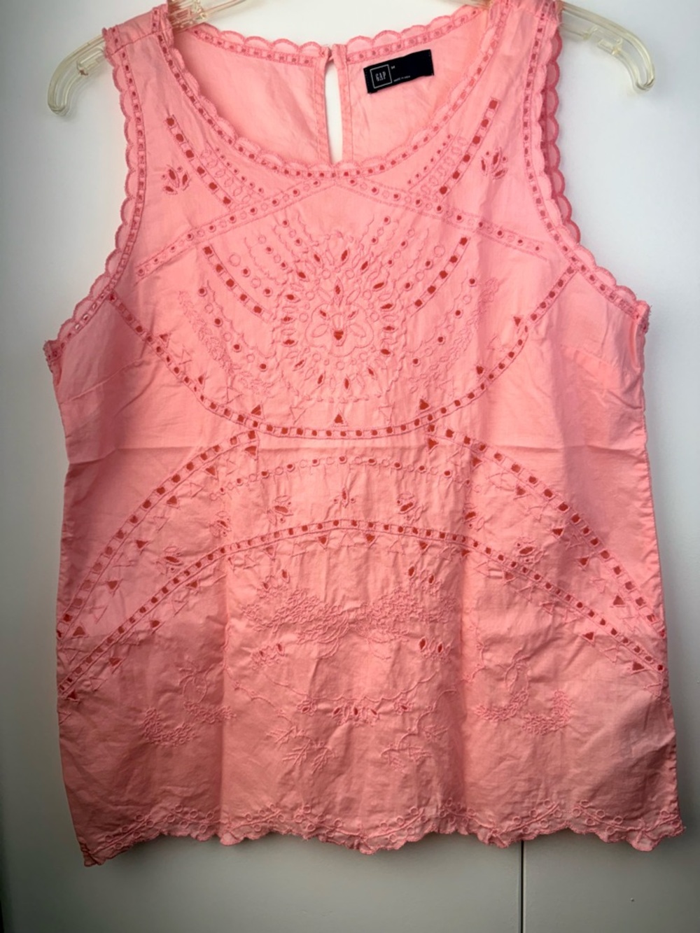 GAP light pink Pink Eyelet Sleeveless cotton Tank